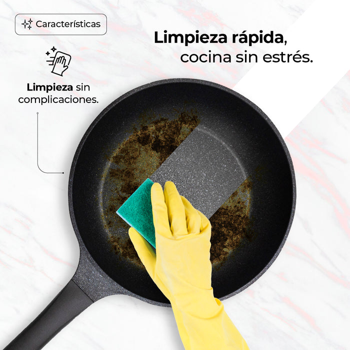 Batería De Cocina Queen Sense Marmol Basic 4 Piezas