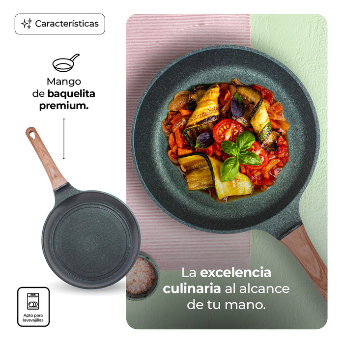 Juego De 3 Sartenes Con Recubrimiento de Inoble Antiadherente 22,24 y 28cm