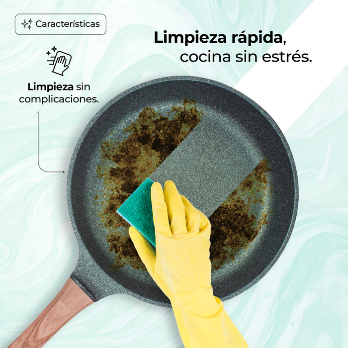 Juego De 3 Sartenes Con Recubrimiento de Inoble Antiadherente 22,24 y 28cm