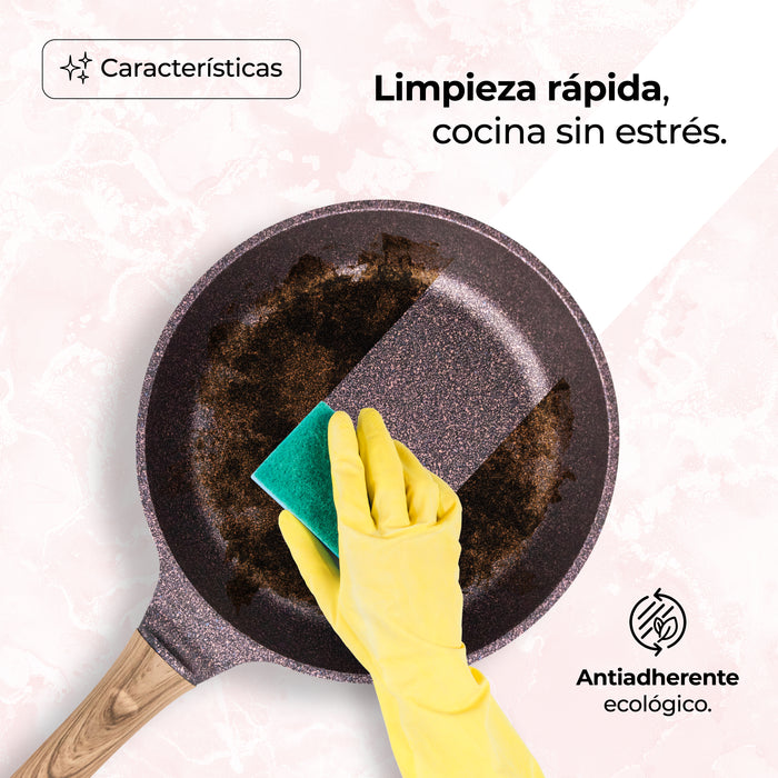 Juego De 3 Sartenes Con Recubrimiento de Inoble Antiadherente 22,24 y 28cm