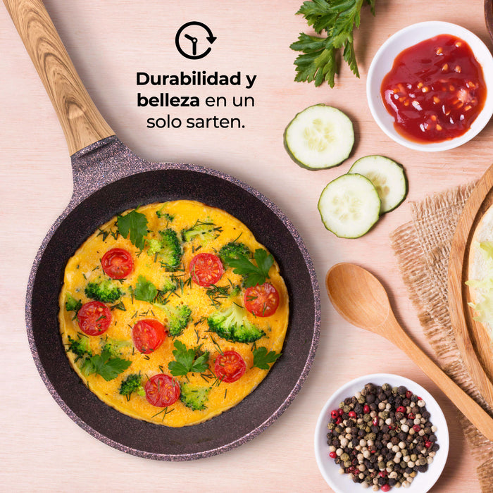 Juego De 3 Sartenes Con Recubrimiento de Inoble Antiadherente 22,24 y 28cm