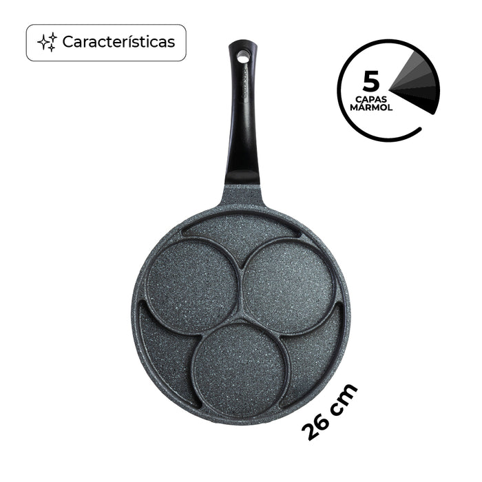Queen Sense Sartén Seoul 3 Divisiones 26 cm - Mármol Gris