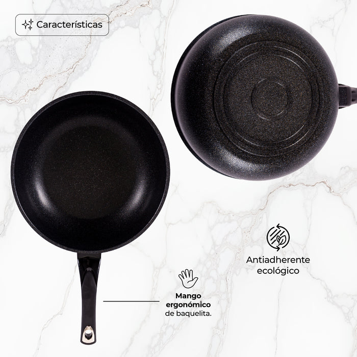 Wok Queen Sense Mármol Hondo 26 Cm Antiadherente