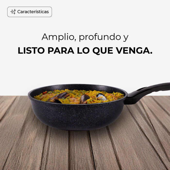 Wok Queen Sense Mármol Hondo 26 Cm Antiadherente