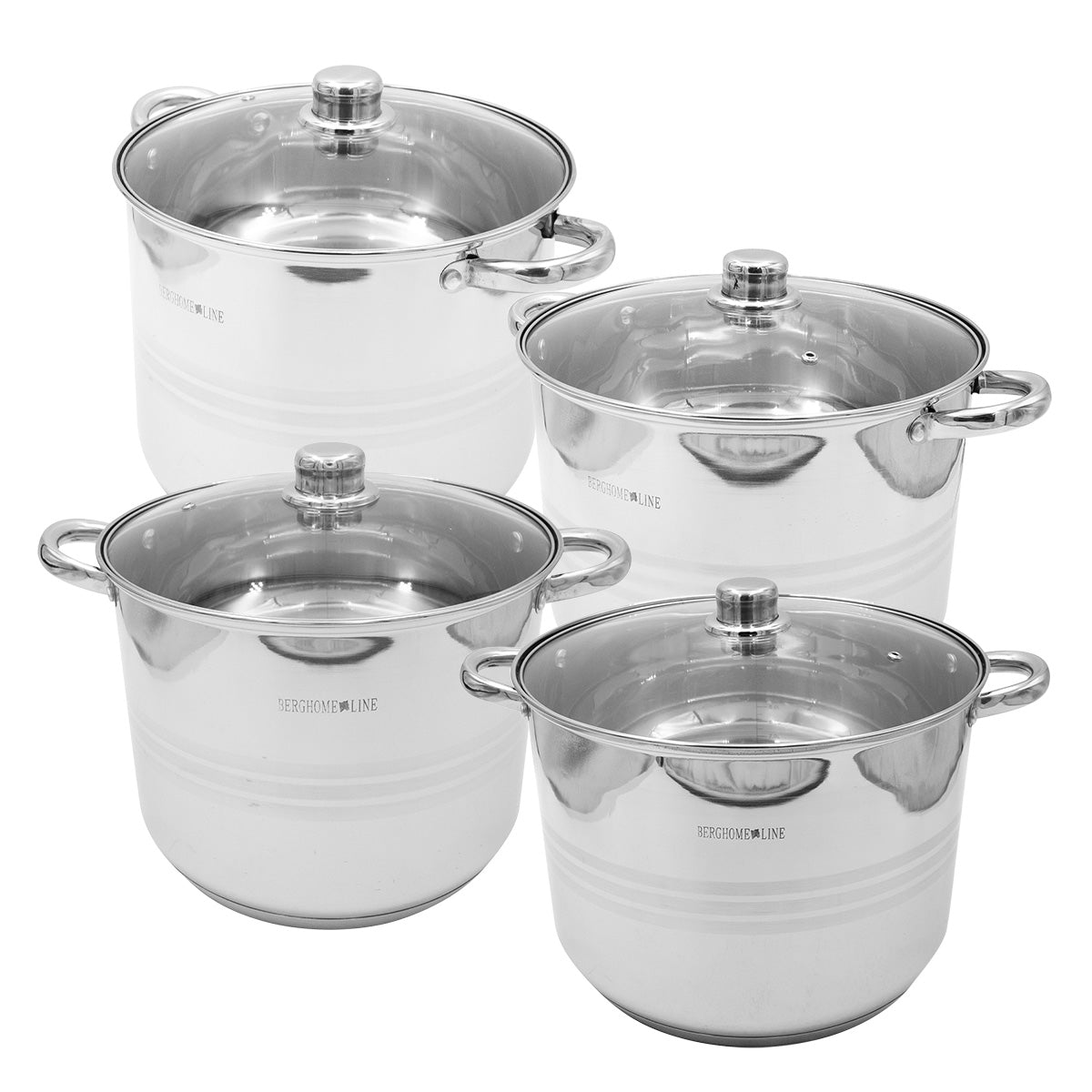 Set 4 Ollas Tapa Acero Inoxidable 11 , 13 , 16 Y 18 Lts — Queen Sense