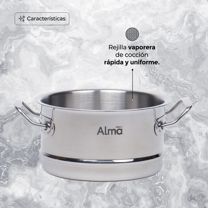 Set Mini Ollas Acero Inoxidable Doble Alma Vaporera 12CM