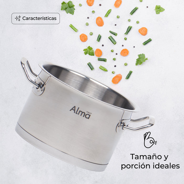 Set Mini Ollas Acero Inoxidable Doble Alma Vaporera 12CM