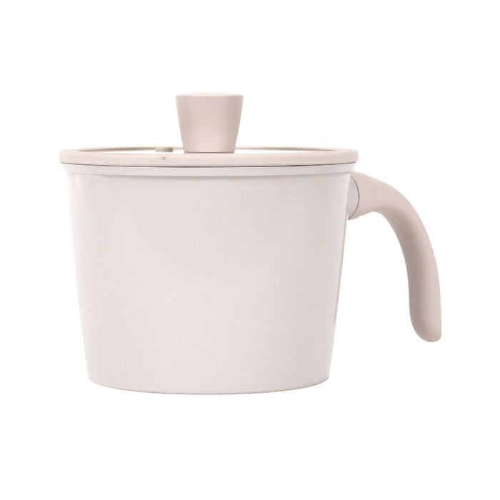 Olla Posillo De Cerámica Antiadherente Rosa Con Tapa 16 Cm