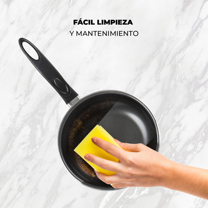 Set 3 Sartenes Antiadherentes De Carbón 18, 23 Y 28cm