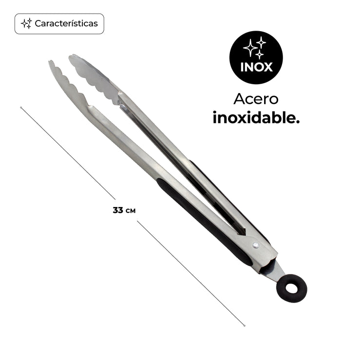 Pinzas de Cocina y Parrilla Queen Sense 33 cm - Acero Inoxidable con Seguro