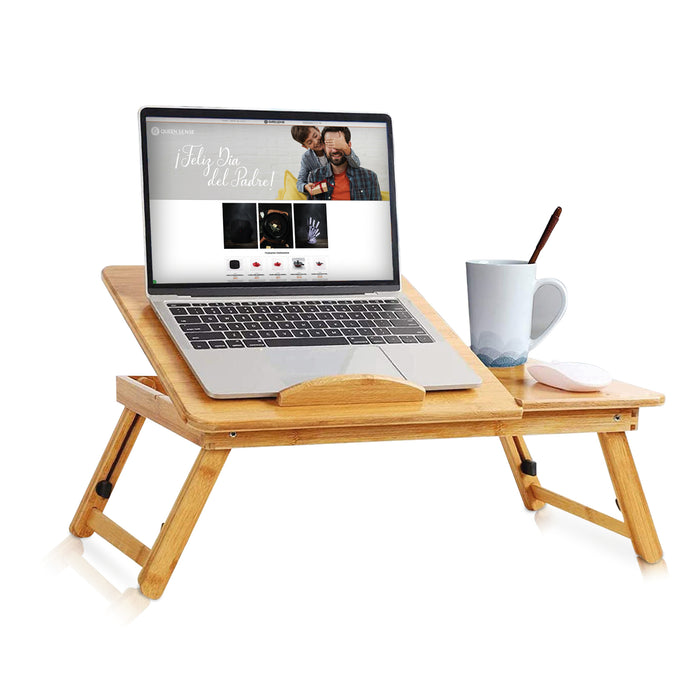 Mesa Soporte Para Laptop De Bambú, Resistente Mesa Cama